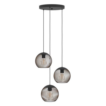 Eglo - Suspension sur câble 3xE27/60W/230V noire