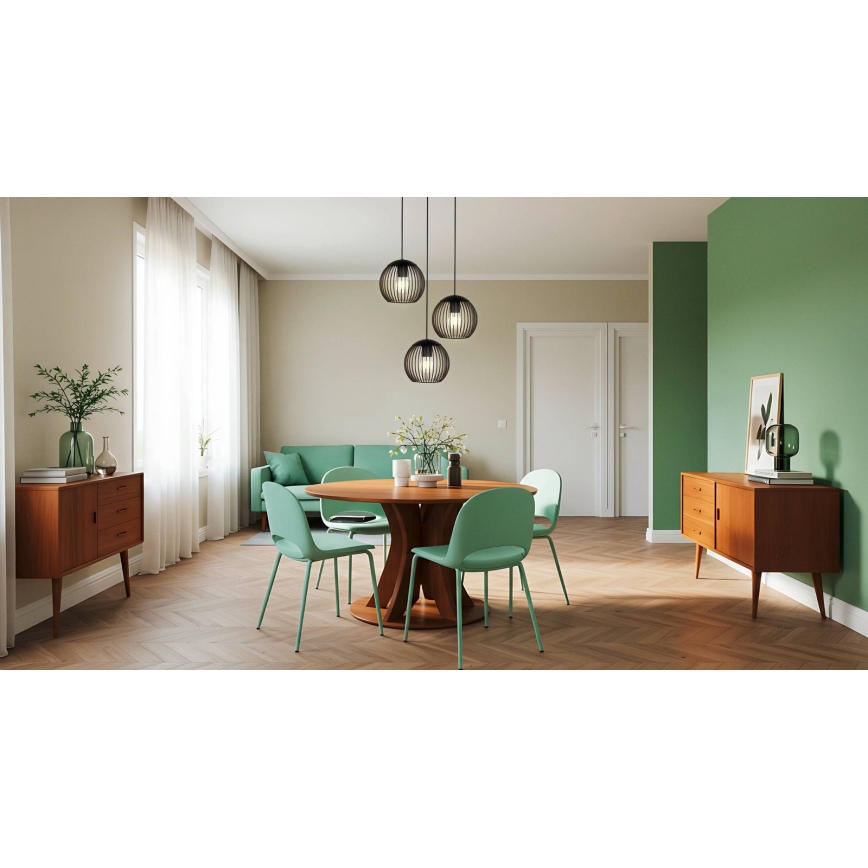 Eglo - Suspension sur câble 3xE27/60W/230V noire