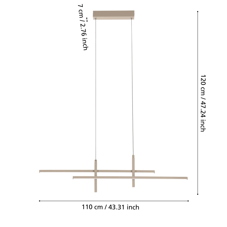 Eglo - Lustre LED sur câble LED/20W/230V beige