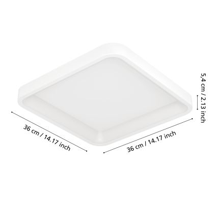 Eglo - Plafonnier LED RGBW dimmable LED/20W/230V 2700-6500K 35x35 cm blanc