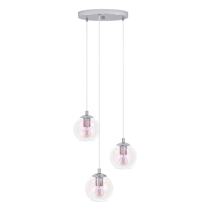 Eglo - Suspension sur câble 3xE27/60W/230V chrome brillant