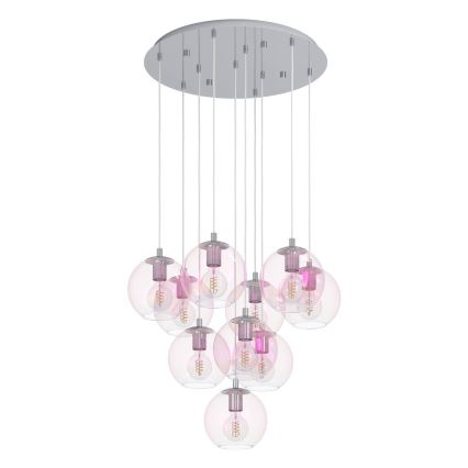 Eglo - Suspension sur câble 10xE27/60W/230V chrome brillant