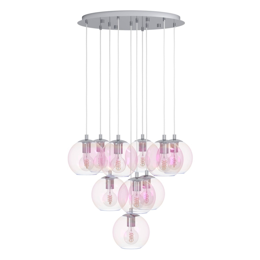 Eglo - Suspension sur câble 10xE27/60W/230V chrome brillant/transparent