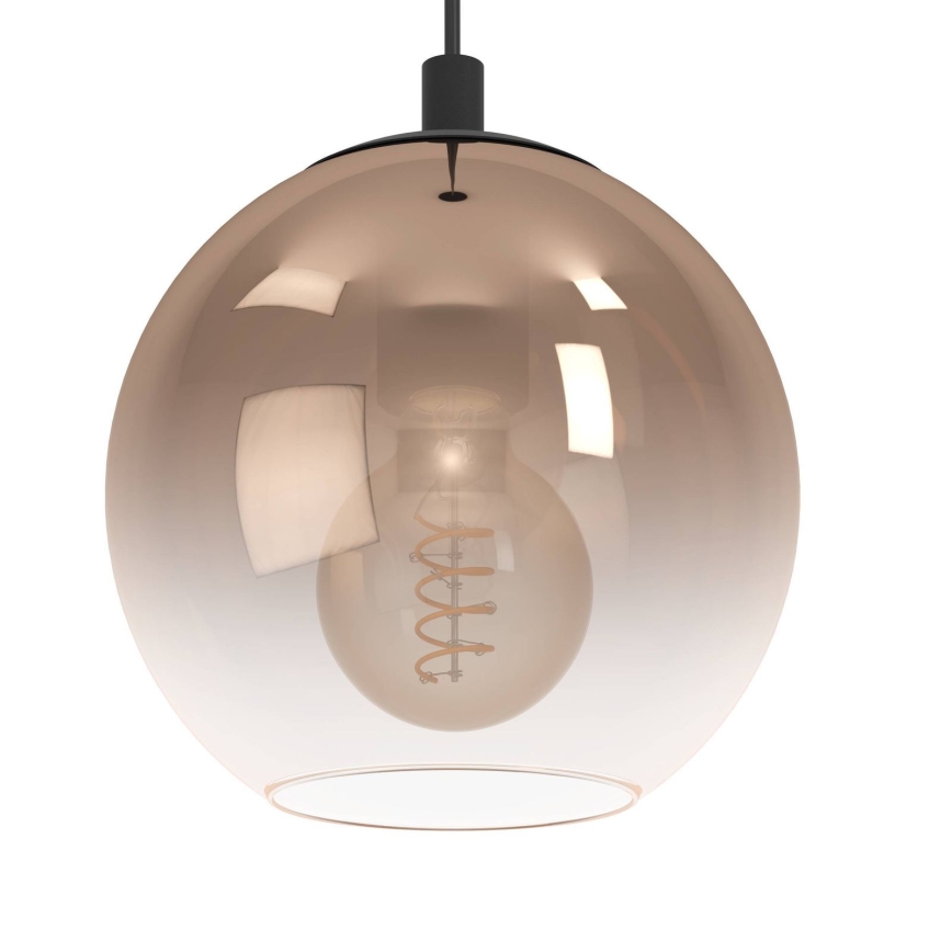 Eglo - Suspension sur câble 3xE27/60W/230V noir/beige/fumé