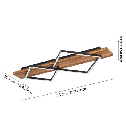 Eglo - Plafonnier LED LED/13W/230V + LED/15W noir/marron