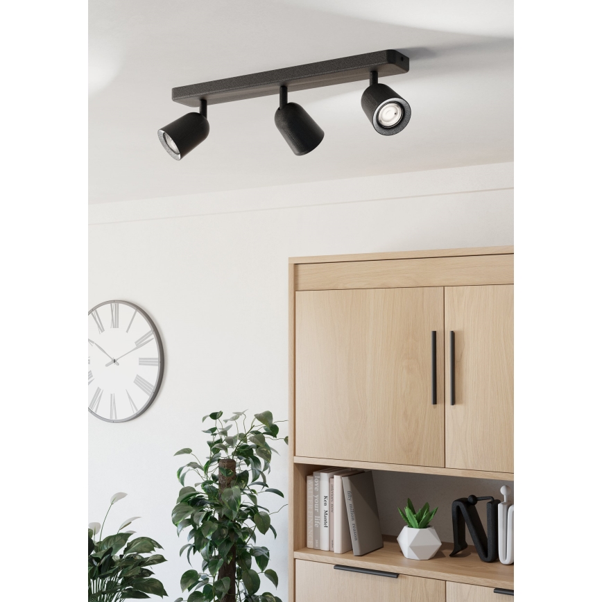 Eglo - Spot orientable 3xGU10/10W/230V noir