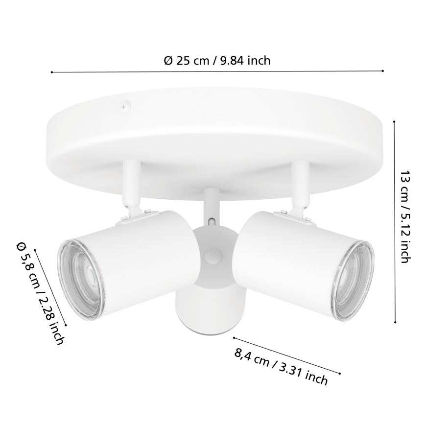 Eglo - Spot pour salle de bains 3x GU10/5W/230V Ø 25 cm IP44 blanc