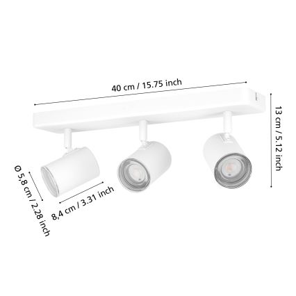 Eglo - Spot de salle de bains 3xGU10/5W/230V IP44 blanc