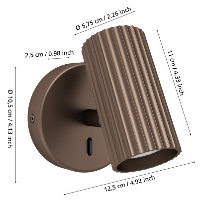 Eglo - Applique murale spot 1xGU10/5W/230V marron