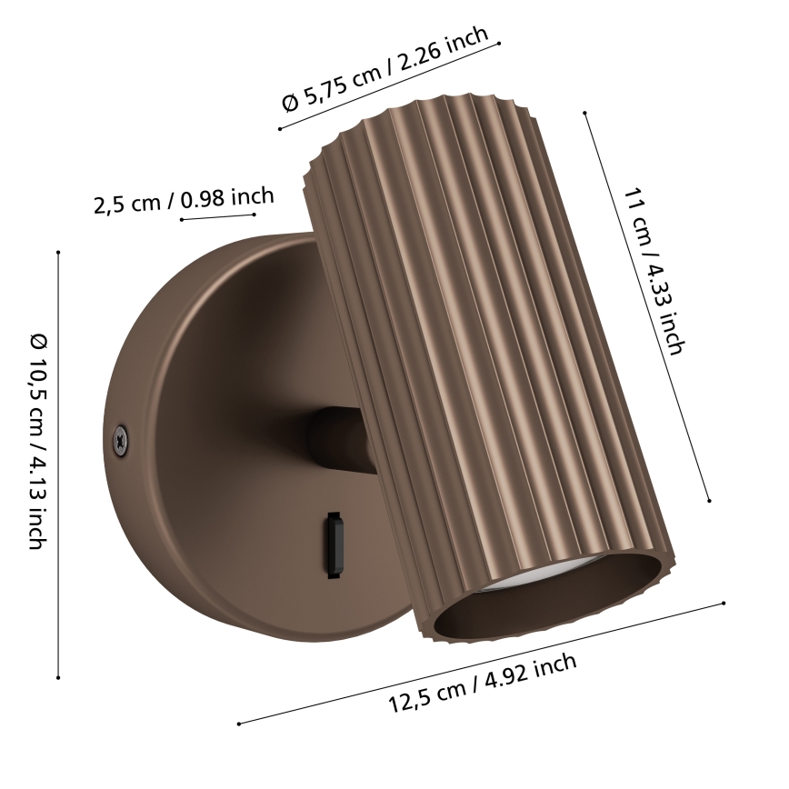 Eglo - Applique murale spot 1xGU10/5W/230V marron