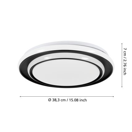 Eglo - Plafonnier LED 24 W 230 V Ø 40 cm noir