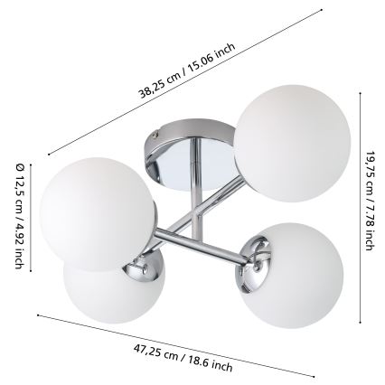 Eglo - Plafonnier LED pour salle de bains, montage en surface 4xG9/4,2W/230V IP44 chrome brillant