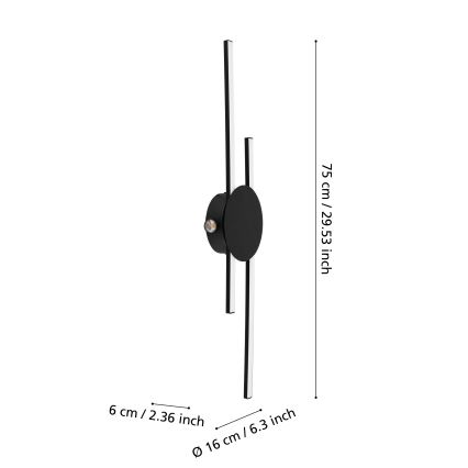 Eglo - Applique murale LED/20W/230V + LED/0,91W noire