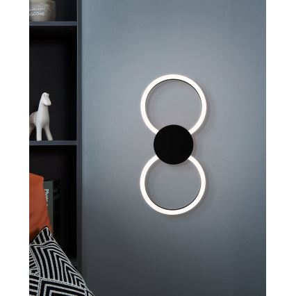 Eglo - Applique murale LED/20W/230V + LED/0,91W noire