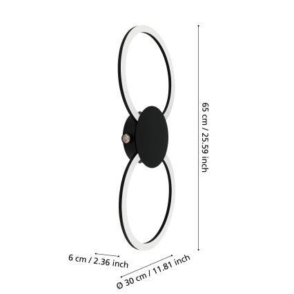 Eglo - Applique murale LED/20W/230V + LED/0,91W noire