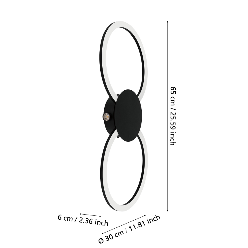 Eglo - Applique murale LED/20W/230V + LED/0,91W noire