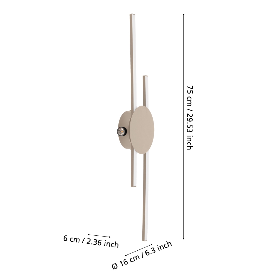 Eglo - Applique murale LED/20W/230V + LED/0,91W beige
