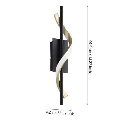 Eglo - Applique murale LED/8,8W/230V 2700/4000/6500 noir/doré
