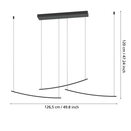 Eglo - Suspension LED dimmable sur câble LED/22W/230V 2700/4000/6500K noir