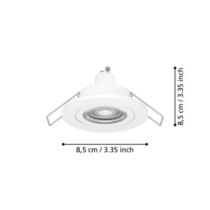 Eglo - Spot encastré LED pour salle de bains 1xGU10/4,5W/230V IP44 blanc