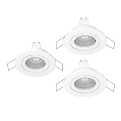 Eglo - Lot de 3 spots LED encastrables pour salle de bains 1x GU10/4,5W/230V IP44 blanc