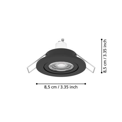 Eglo - Spot encastré LED pour salle de bains 1xGU10/4,5W/230V IP44 noir