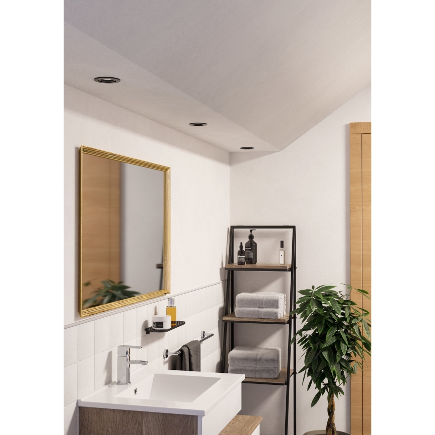 Eglo - Lot de 3 spots LED encastrés pour salle de bains 1x GU10/4,5W/230V IP44 noirs