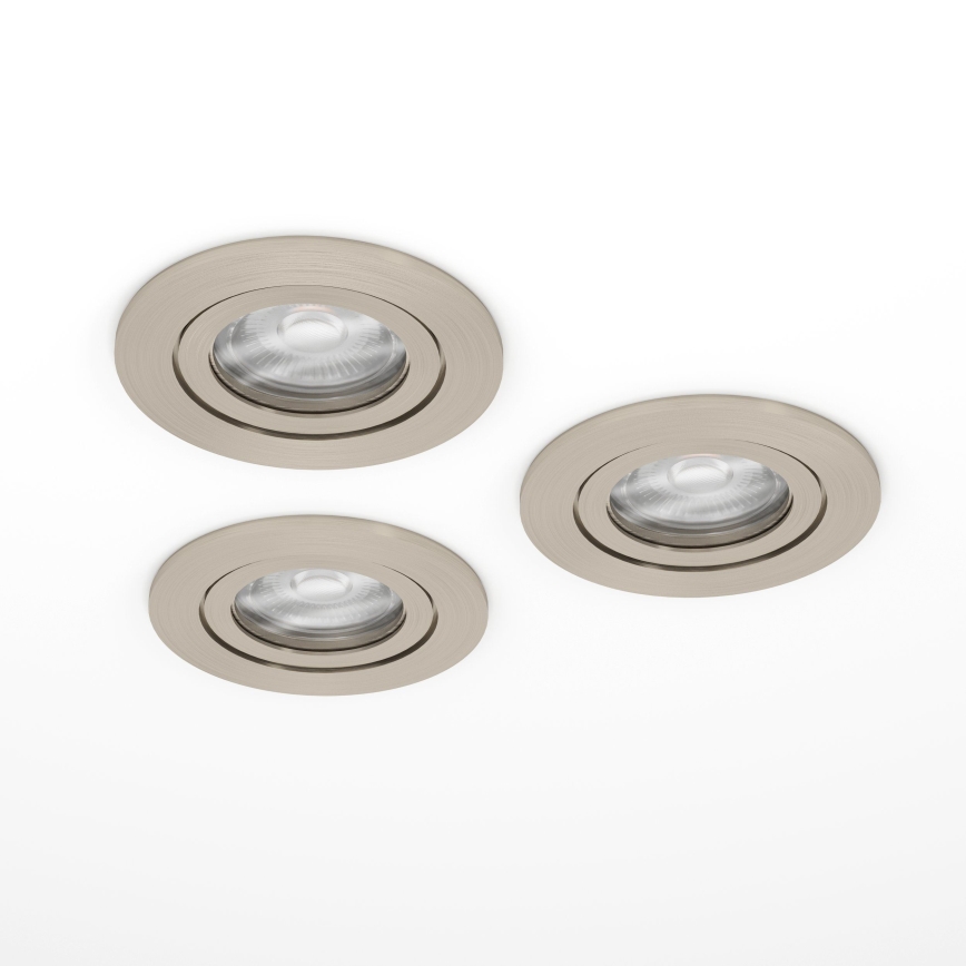 Eglo - Lot de 3 spots encastrés LED pour salle de bains 1xGU10/4,5W/230V IP44 chrome mat