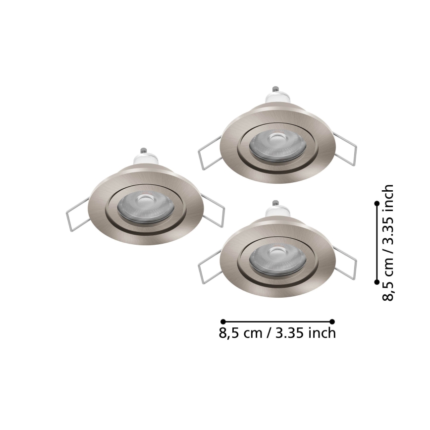 Eglo - Lot de 3 spots encastrés LED pour salle de bains 1xGU10/4,5W/230V IP44 chrome mat