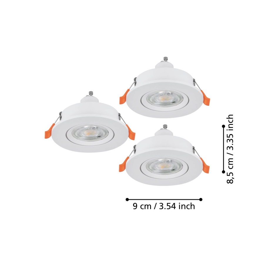 Eglo - Lot de 3 spots LED encastrables 1xGU10/4,5W/230V blanc