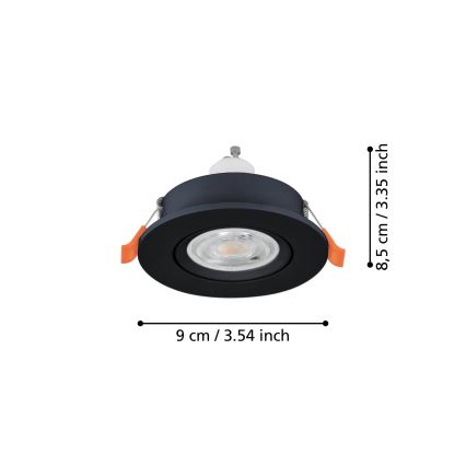 Eglo - Spot LED encastré 1xGU10/4,5W/230V noir