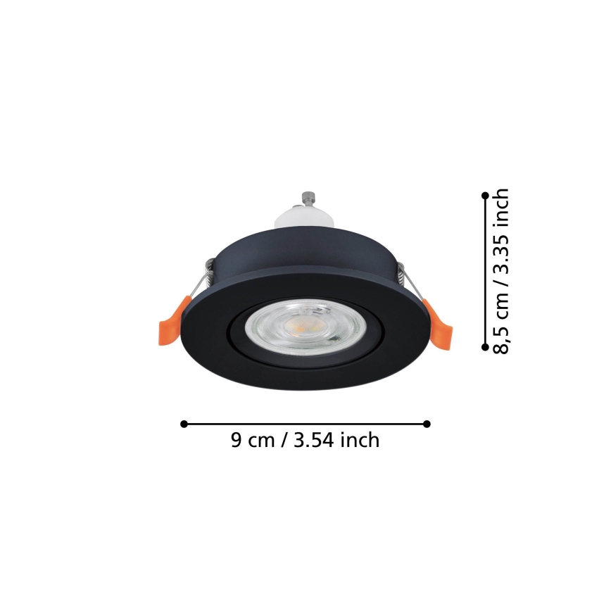 Eglo - Spot LED encastré 1xGU10/4,5W/230V noir