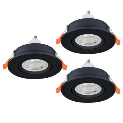 Eglo - Lot de 3 spots LED encastrés 1xGU10/4,5W/230V noir