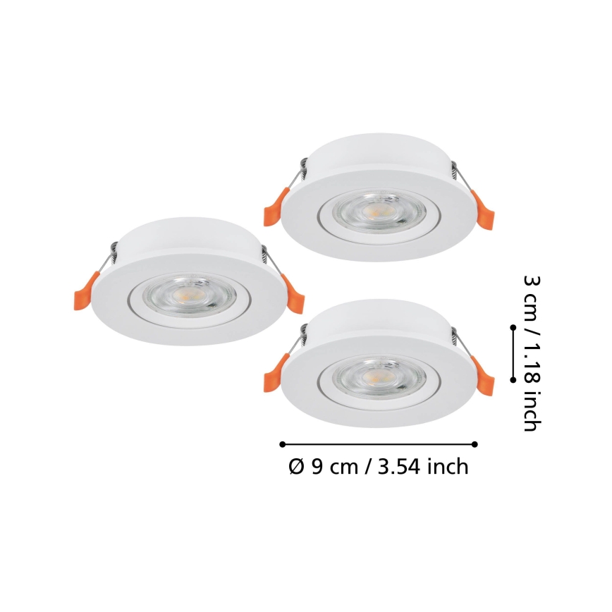 Eglo - Lot de 3 spots encastrés LED/4,8W/230V 2700/4000/6500K blanc