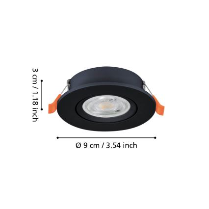 Eglo - Spot encastré LED/4,8W/230V 2700/4000/6500K noir