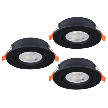Eglo - Lot de 3 spots encastrés LED 4,8W 230V 2700/4000/6500K noir