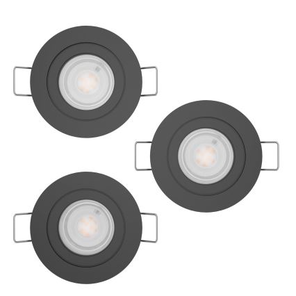 Eglo - Lot de 3 spots encastrés LED 4,8W 230V 2700/4000/6500K noir