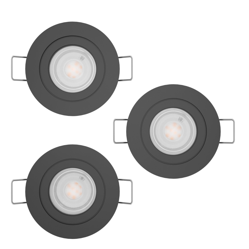 Eglo - Lot de 3 spots encastrés LED 4,8W 230V 2700/4000/6500K noir