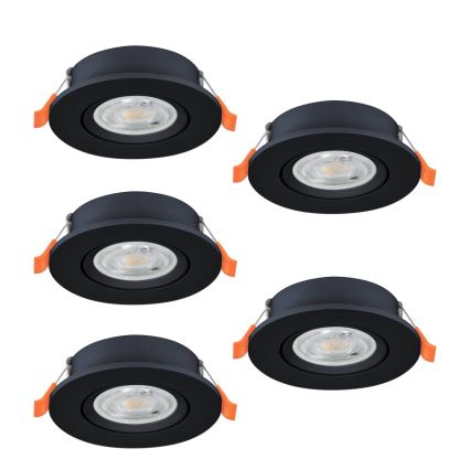 Eglo - Lot de 5 spots encastrables LED/4,8W/230V 2700/4000/6500K noir