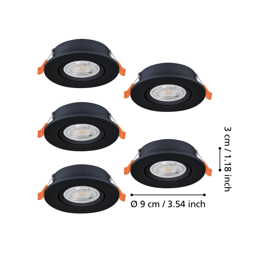 Eglo - Lot de 5 spots encastrables LED/4,8W/230V 2700/4000/6500K noir