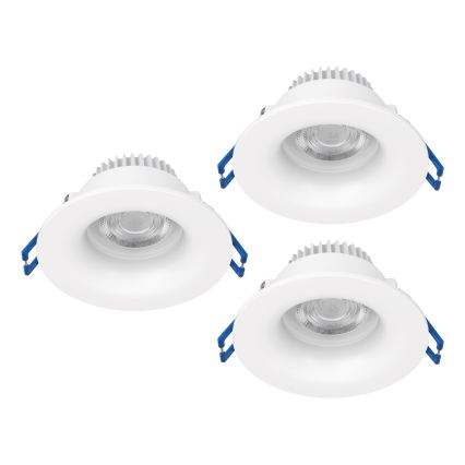 Eglo - Lot de 3 spots encastrés LED pour salle de bains, LED/4,9W/230V, 2700/4000/6500K, Ø 8,8 cm, IP65, blanc