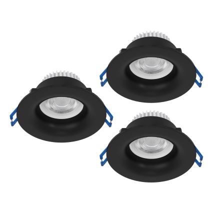 Eglo - LOT DE 3 spots encastrés LED pour salle de bains LED/4,9W/230V 2700/4000/6500K Ø 8,8 cm IP65 noir