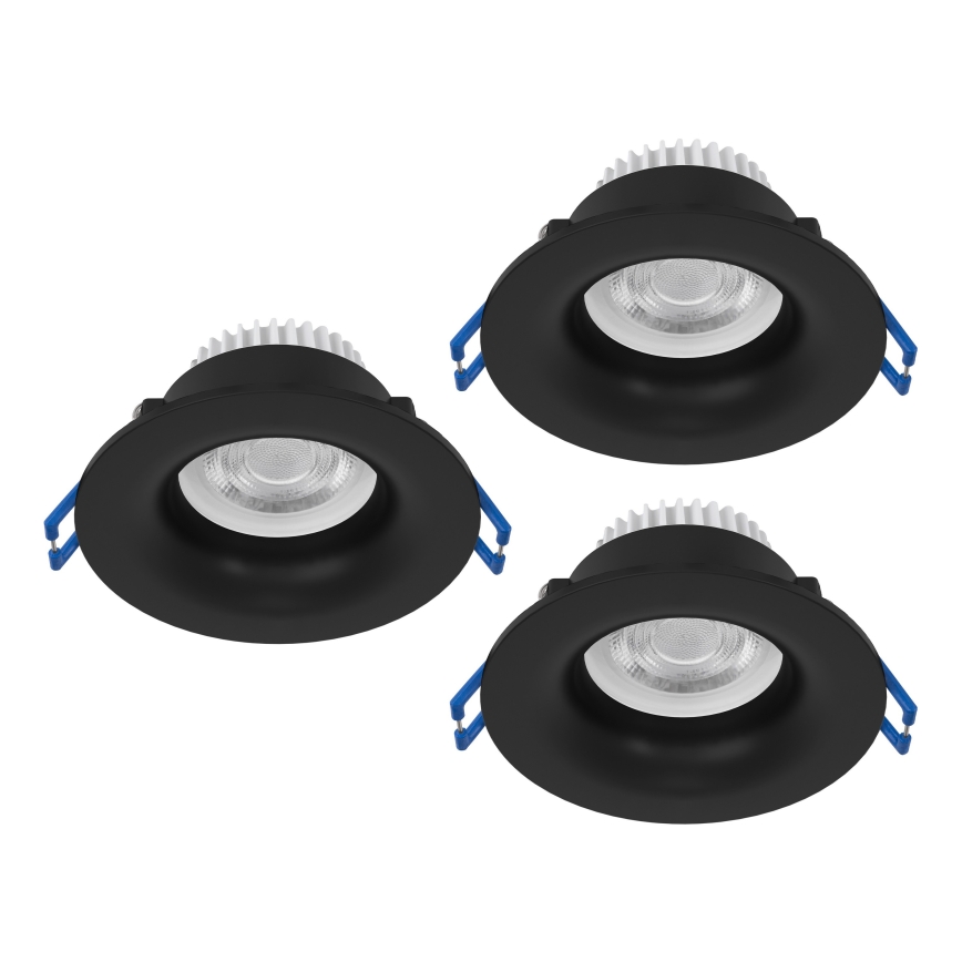 Eglo - LOT DE 3 spots encastrés LED pour salle de bains LED/4,9W/230V 2700/4000/6500K Ø 8,8 cm IP65 noir