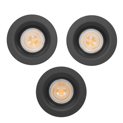Eglo - LOT DE 3 spots encastrés LED pour salle de bains LED/4,9W/230V 2700/4000/6500K Ø 8,8 cm IP65 noir