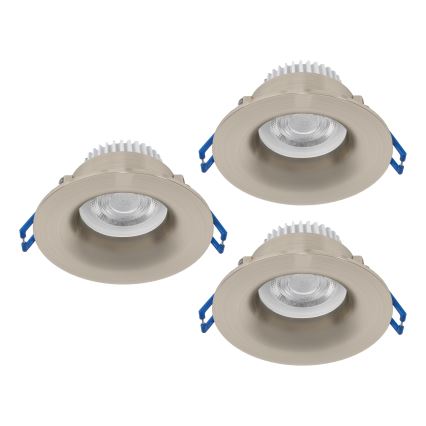 Eglo - Lot de 3 spots encastrés LED pour salle de bains, 4,9 W, 230 V, 3 températures (2700/4000/6500 K), Ø 8,8 cm, IP65, chrome mat