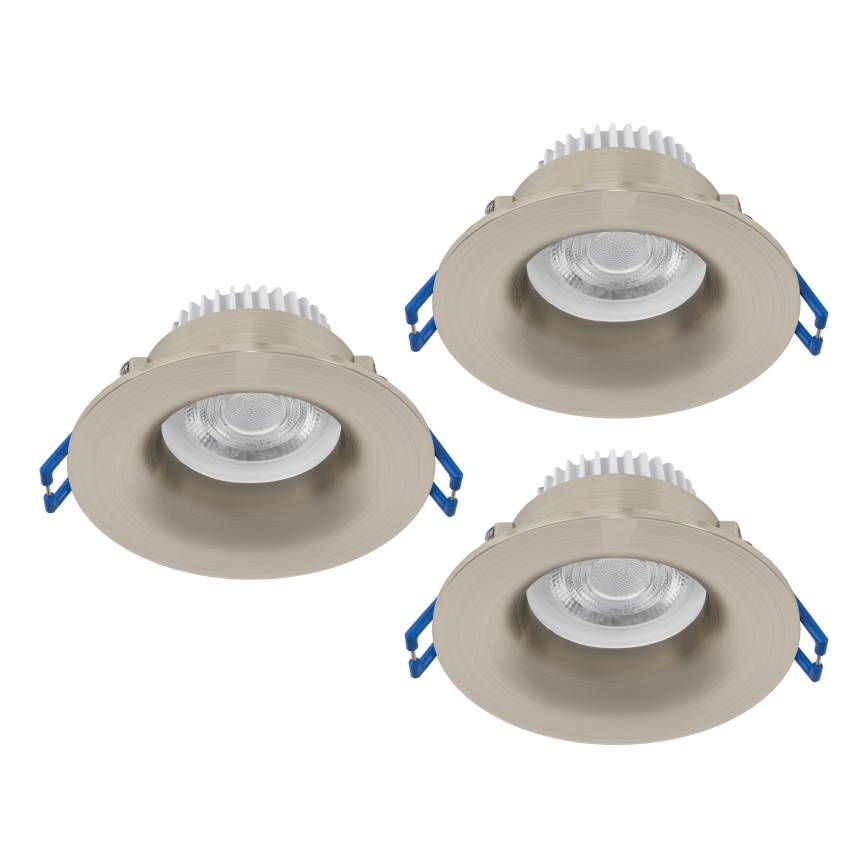 Eglo - Lot de 3 spots encastrés LED pour salle de bains, 4,9 W, 230 V, 3 températures (2700/4000/6500 K), Ø 8,8 cm, IP65, chrome mat
