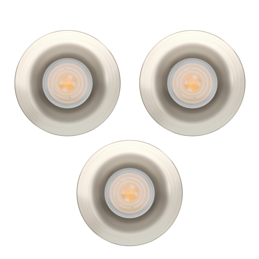 Eglo - Lot de 3 spots encastrés LED pour salle de bains, 4,9 W, 230 V, 3 températures (2700/4000/6500 K), Ø 8,8 cm, IP65, chrome mat