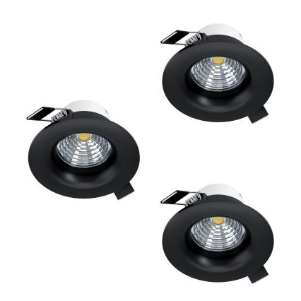 Eglo - Lot de 3 spots encastrés dimmables LED/4,8W/230V Ø 8,8 cm noir