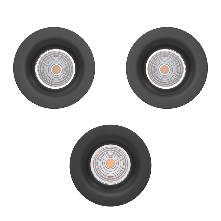 Eglo - Lot de 3 spots encastrés dimmables LED/4,8W/230V Ø 8,8 cm noir