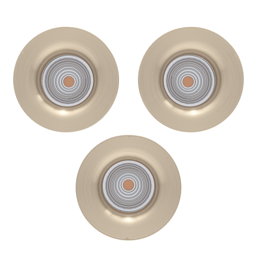 Eglo - Lot de 3 spots encastrables LED dimmables, 4,8 W / 230 V, Ø 8,8 cm, chrome mat